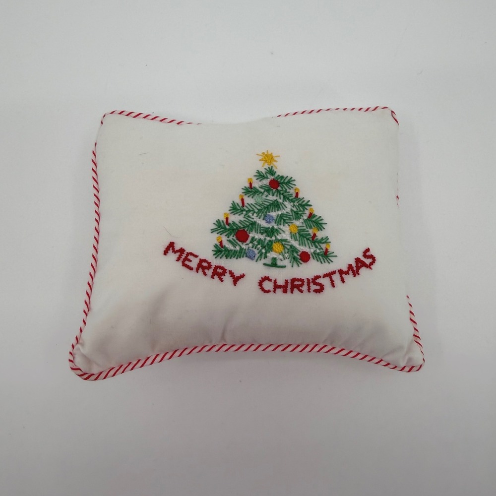 Vtg Nathan Krauskopf Decorative‎ Musical Pillow Embroidered Christmas Tree Swiss